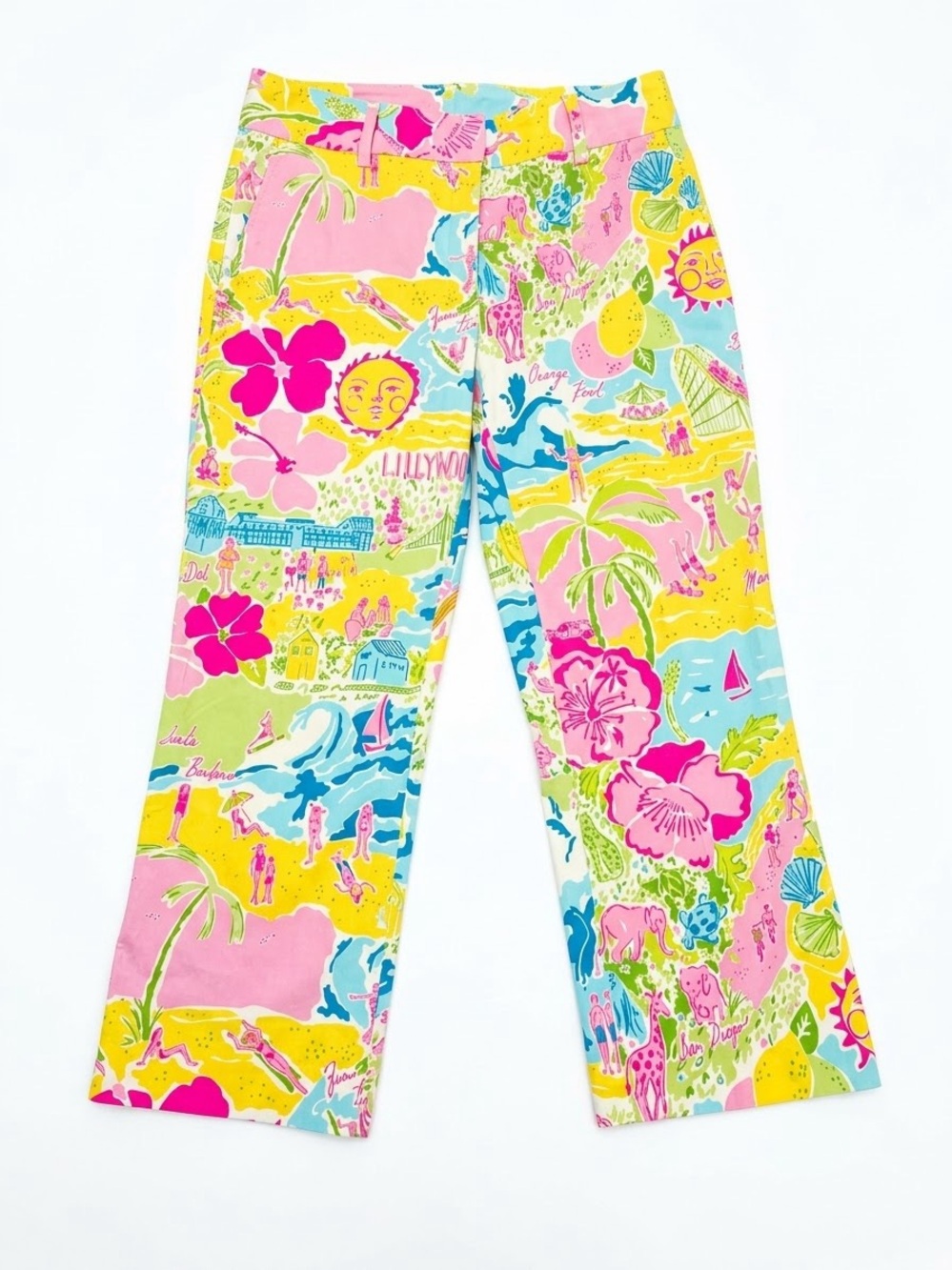 Lilly Pulitzer Lillywood Vintage 2004 Crop Pant Southern California Map Print